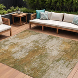 8' X 10' Copper And Ivory Abstract Washable Indoor Outdoor Area Rug