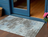 3' X 5' Blue And Gray Abstract Washable Indoor Outdoor Area Rug
