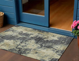 3' X 5' Gray And Beige Abstract Washable Indoor Outdoor Area Rug
