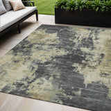 5' X 8' Gray And Beige Abstract Washable Indoor Outdoor Area Rug