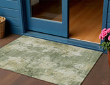 3' X 5' Sage And Beige Abstract Washable Indoor Outdoor Area Rug