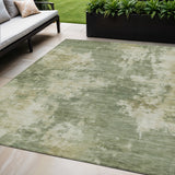 5' X 8' Sage And Beige Abstract Washable Indoor Outdoor Area Rug
