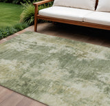 8' X 10' Sage And Beige Abstract Washable Indoor Outdoor Area Rug