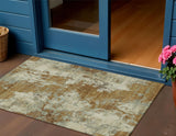 3' X 5' Terra Cotta And Beige Abstract Washable Indoor Outdoor Area Rug