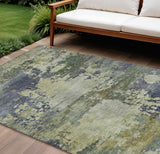 8' X 10' Purple Olive Green And Taupe Abstract Washable Indoor Outdoor Area Rug