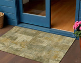 3' X 5' Khaki Beige And Wheat Abstract Washable Indoor Outdoor Area Rug