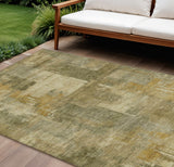8' X 10' Khaki Beige And Wheat Abstract Washable Indoor Outdoor Area Rug