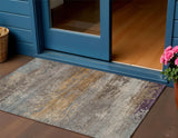 3' X 5' Brown Gray And Purple Abstract Washable Indoor Outdoor Area Rug