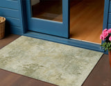 3' X 5' Sage And Beige Abstract Washable Indoor Outdoor Area Rug