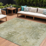 8' X 10' Sage And Beige Abstract Washable Indoor Outdoor Area Rug