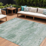 8' X 10' Mint Green And Pale Aqua Abstract Washable Indoor Outdoor Area Rug