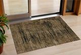 3' X 5' Brown And Charcoal Floral Washable Indoor Outdoor Area Rug