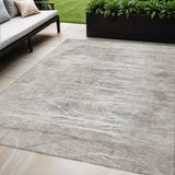 5' X 8' Silver And Gray Floral Washable Indoor Outdoor Area Rug