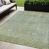 5' X 8' Green And Ivory Abstract Washable Indoor Outdoor Area Rug
