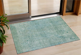 3' X 5' Teal Blue And Ivory Abstract Washable Indoor Outdoor Area Rug