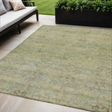 5' X 8' Green And Gold Oriental Washable Indoor Outdoor Area Rug