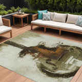 8' X 10' Brown Copper And Charcoal Abstract Washable Indoor Outdoor Area Rug
