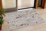 3' X 5' Linen And Gold Abstract Washable Indoor Outdoor Area Rug