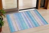 3' X 5' Aqua Lavender And Peach Striped Washable Indoor Outdoor Area Rug