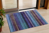 3' X 5' Blue Purple And Taupe Striped Washable Indoor Outdoor Area Rug