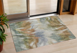 3' X 5' Beige And Copper Abstract Washable Indoor Outdoor Area Rug