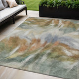 5' X 8' Beige And Copper Abstract Washable Indoor Outdoor Area Rug
