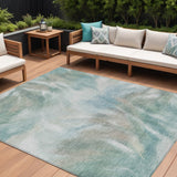 8' X 10' Sky Blue And Ivory Abstract Washable Indoor Outdoor Area Rug