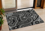 3' X 5' Black And Ivory Geometric Washable Indoor Outdoor Area Rug