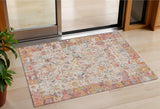 3' X 5' Pink And Ivory Patchwork Washable Indoor Outdoor Area Rug