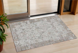 3' X 5' Taupe And Ivory Patchwork Washable Indoor Outdoor Area Rug