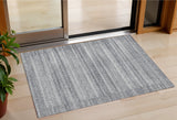 3' X 5' Gray And Silver Striped Washable Indoor Outdoor Area Rug