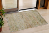 3' X 5' Gold And Beige Abstract Washable Indoor Outdoor Area Rug