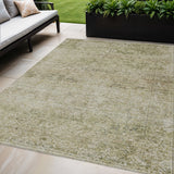 5' X 8' Sage And Beige Abstract Washable Indoor Outdoor Area Rug