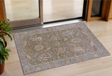 3' X 5' Brown And Lavender Floral Washable Indoor Outdoor Area Rug