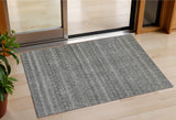 3' X 5' Pewter And Gray Striped Washable Indoor Outdoor Area Rug