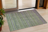 3' X 5' Olive Green And Purple Striped Washable Indoor Outdoor Area Rug