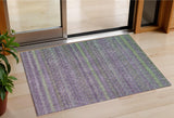 3' X 5' Purple And Lime Green Striped Washable Indoor Outdoor Area Rug