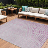 8' X 10' Blush And Silver Abstract Washable Indoor Outdoor Area Rug