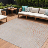 8' X 10' Copper And Silver Abstract Washable Indoor Outdoor Area Rug