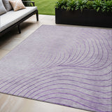 5' X 8' Lavender And Silver Abstract Washable Indoor Outdoor Area Rug