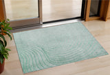 3' X 5' Mint Green And Silver Abstract Washable Indoor Outdoor Area Rug
