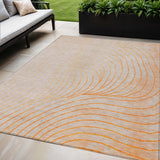 5' X 8' Orange And Silver Abstract Washable Indoor Outdoor Area Rug