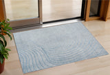 3' X 5' Sky Blue And Silver Abstract Washable Indoor Outdoor Area Rug