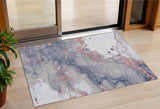 3' X 5' Blush And Gray Abstract Washable Indoor Outdoor Area Rug