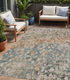 5' X 8' Beige And Copper Abstract Washable Indoor Outdoor Area Rug