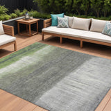 8' X 10' Fern Green And Gray Abstract Washable Indoor Outdoor Area Rug
