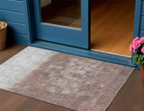 3' X 5' Rust And Silver Abstract Washable Indoor Outdoor Area Rug