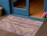 3' X 5' Blush And Wheat Abstract Washable Indoor Outdoor Area Rug