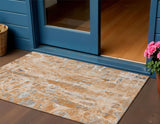 3' X 5' Orange And Gray Abstract Washable Indoor Outdoor Area Rug