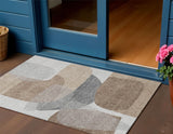 3' X 5' Brown And Gray Abstract Washable Indoor Outdoor Area Rug